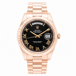 Rolex Day-Date II 41MM 218235 18Kt Everose Gold Black Dial Watch